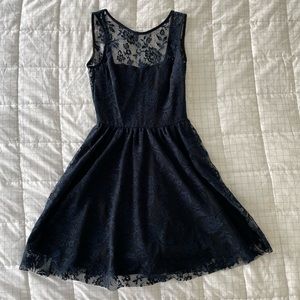 ZARA TRF Navy Lace Backless Mini Dress | S